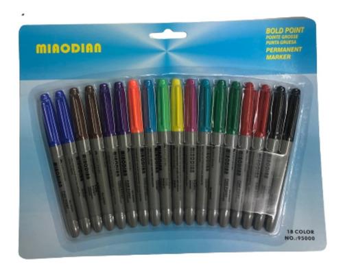 Set De 18 Marcador Plumon Permanente Tipo Sharpie Colores Brillantes