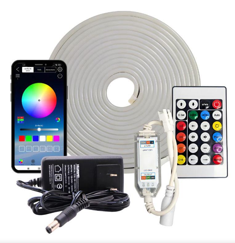 TIRA NEON PIXEL 5 METROS WIFI CONTROLA POR APLICACION O CONTROL REMOTO