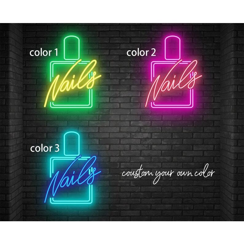 Letrero nails  de neón para negocios letreros LED abiertos para negocios y tiendas, brillo ajustable, luz de neón ultra brillante, letrero abierto para fiesta, bar, cafetería, (Copia) (Copia)