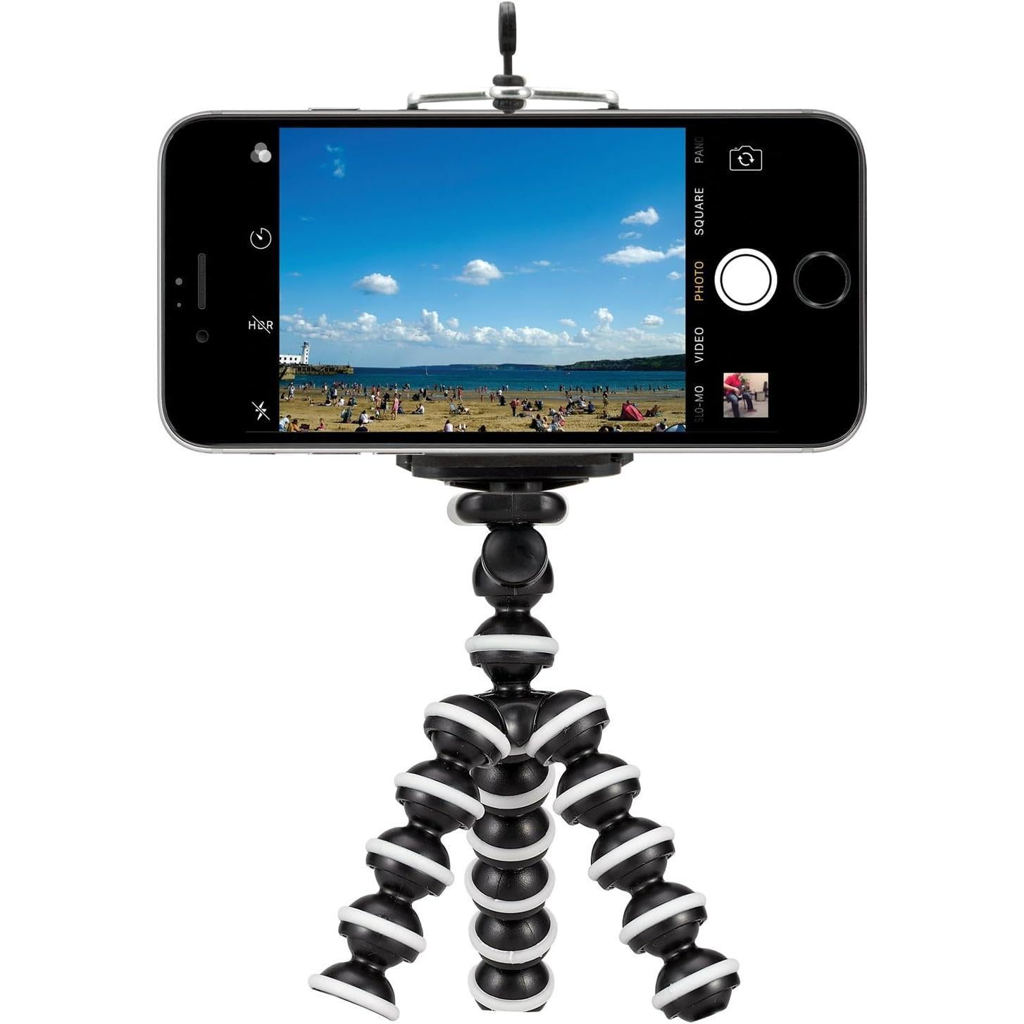 GPX Mini Smartphone trípode, incluye adaptador para smartphone y adaptador de montaje, 17.78 cm, Negro