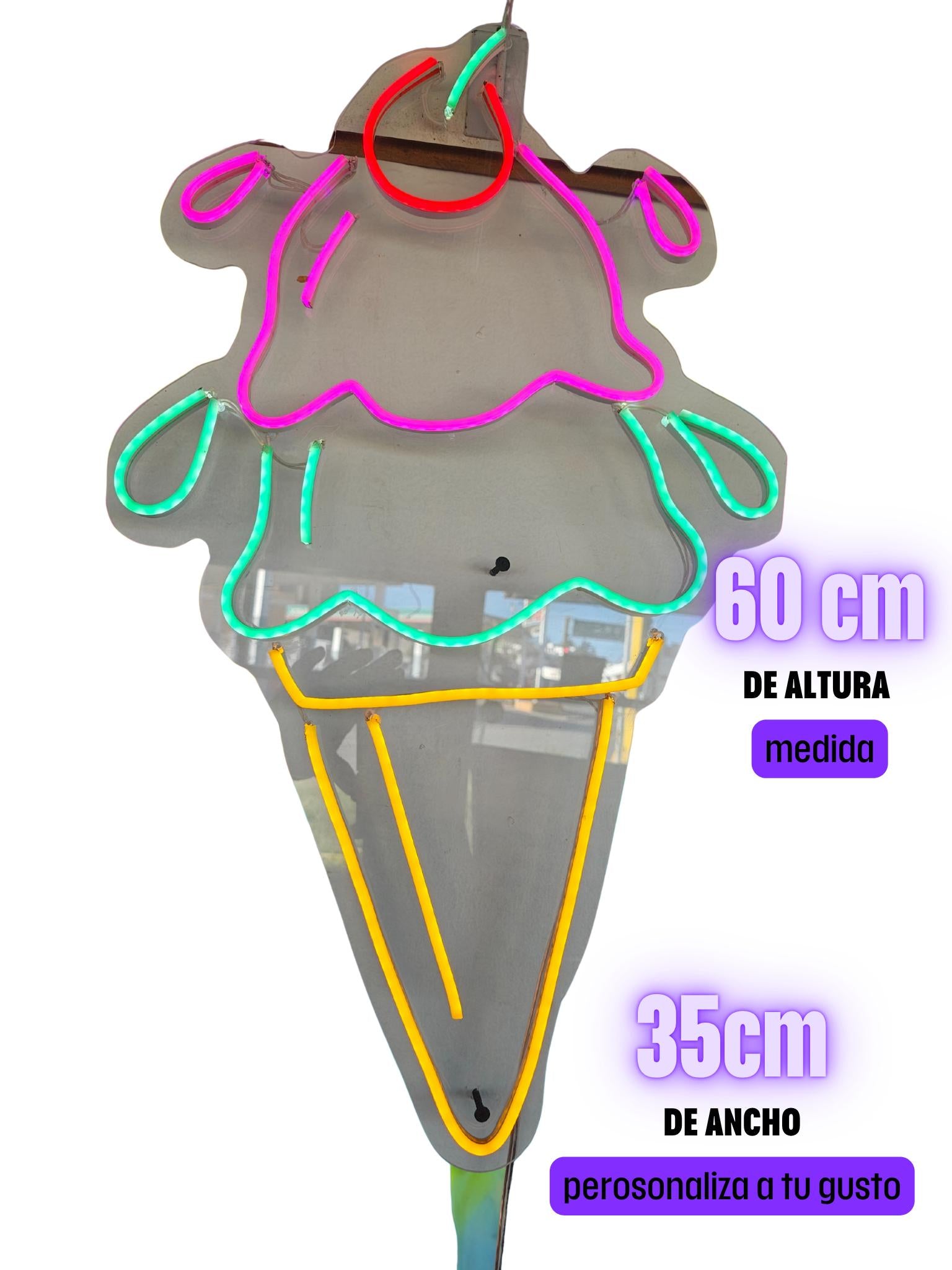 letreo anuncio neon barquillo  de nive para paleteria para restaurant hacemos ala medida del cliente o personalizado