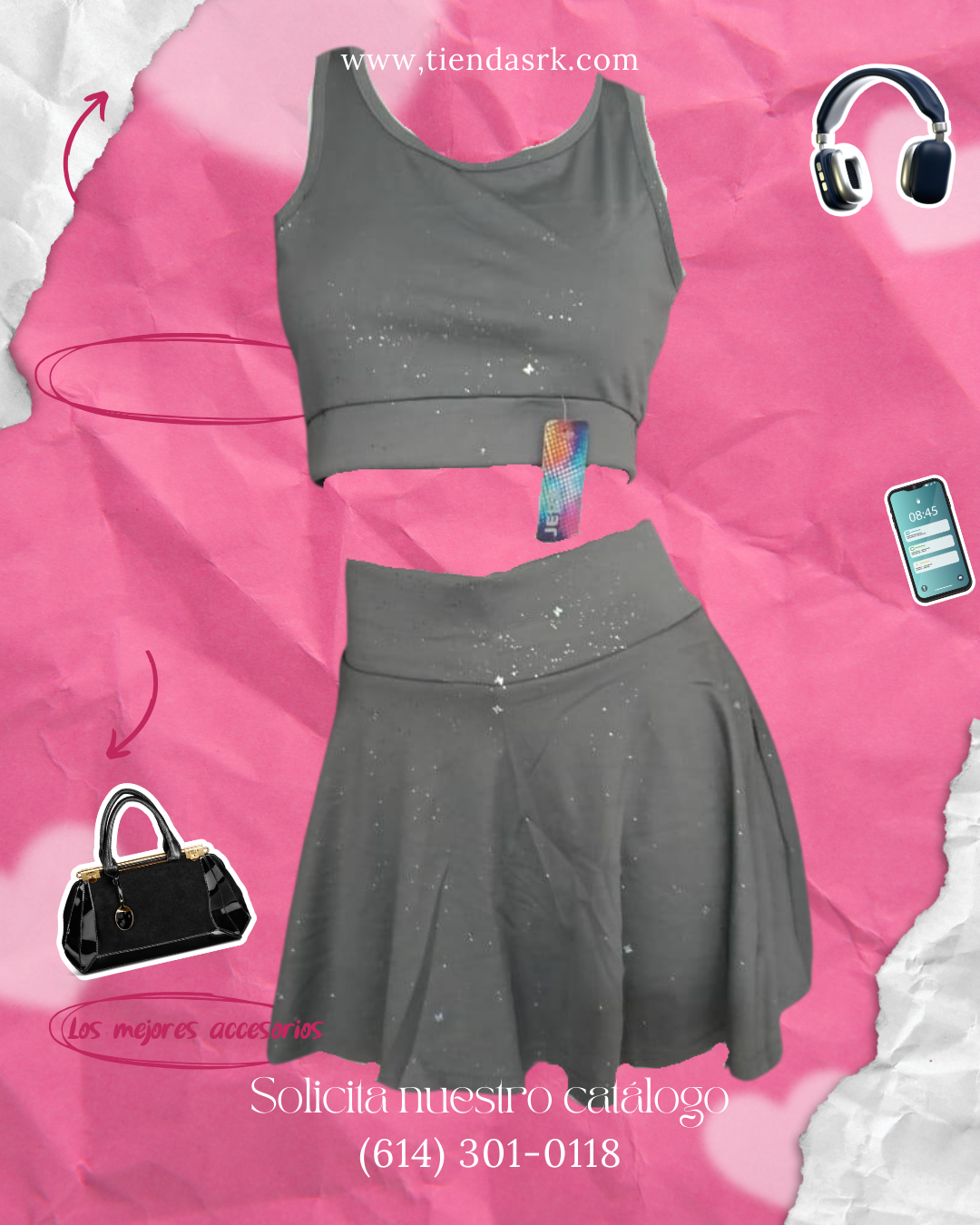 conjunto falda y top deportivo para dama