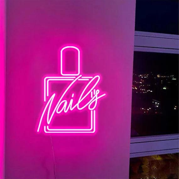 Letrero nails  de neón para negocios letreros LED abiertos para negocios y tiendas, brillo ajustable, luz de neón ultra brillante, letrero abierto para fiesta, bar, cafetería, (Copia) (Copia)