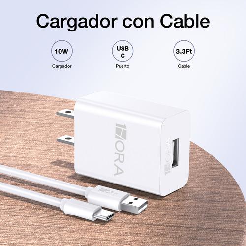 turbo cargador  Combo turbo  Cargador Tipo C Carga Rápida 1hora Color Negro o Blanco 2.0A 5V 10W Compatible con Android y Teléfonos