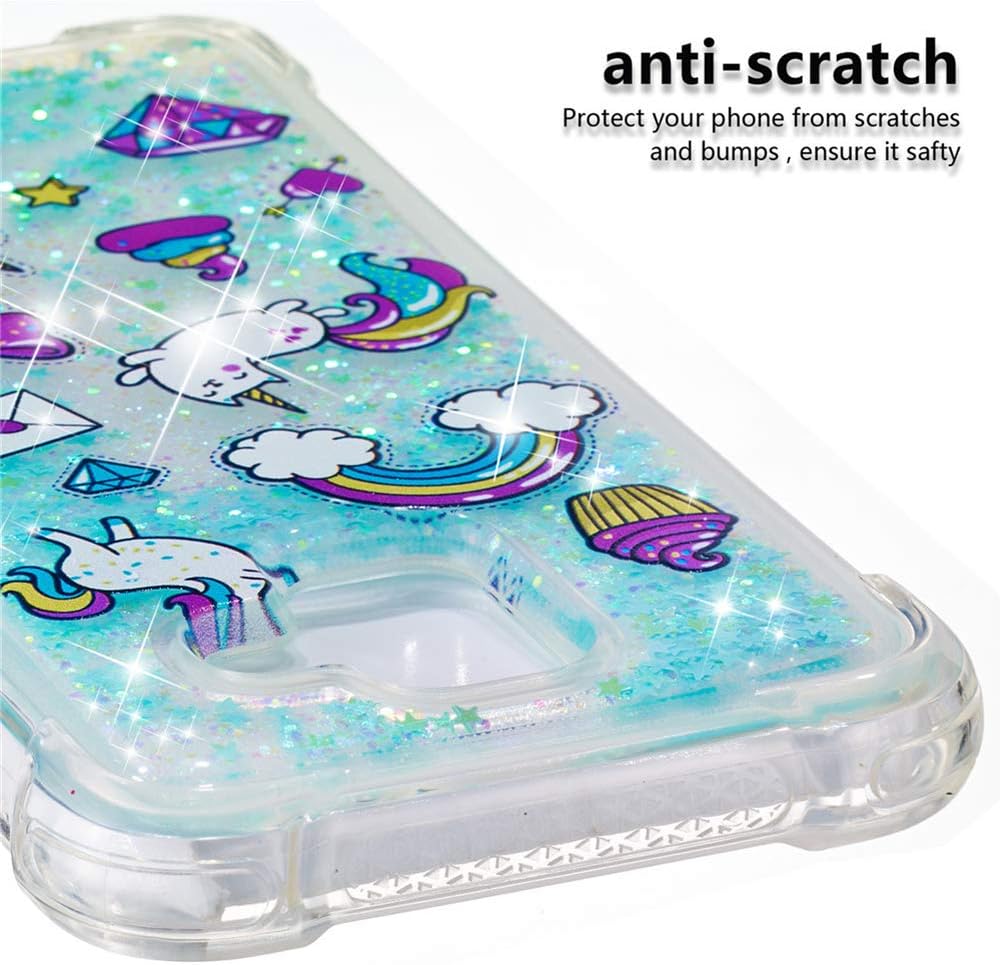 Funda para Samsung Galaxy A6 2018, diseño de unicornio azul con purpurina que fluye arena movediza, transparente, a prueba de golpes, funda protectora delgada para Samsung Galaxy A6 2018, YB unicornio azul