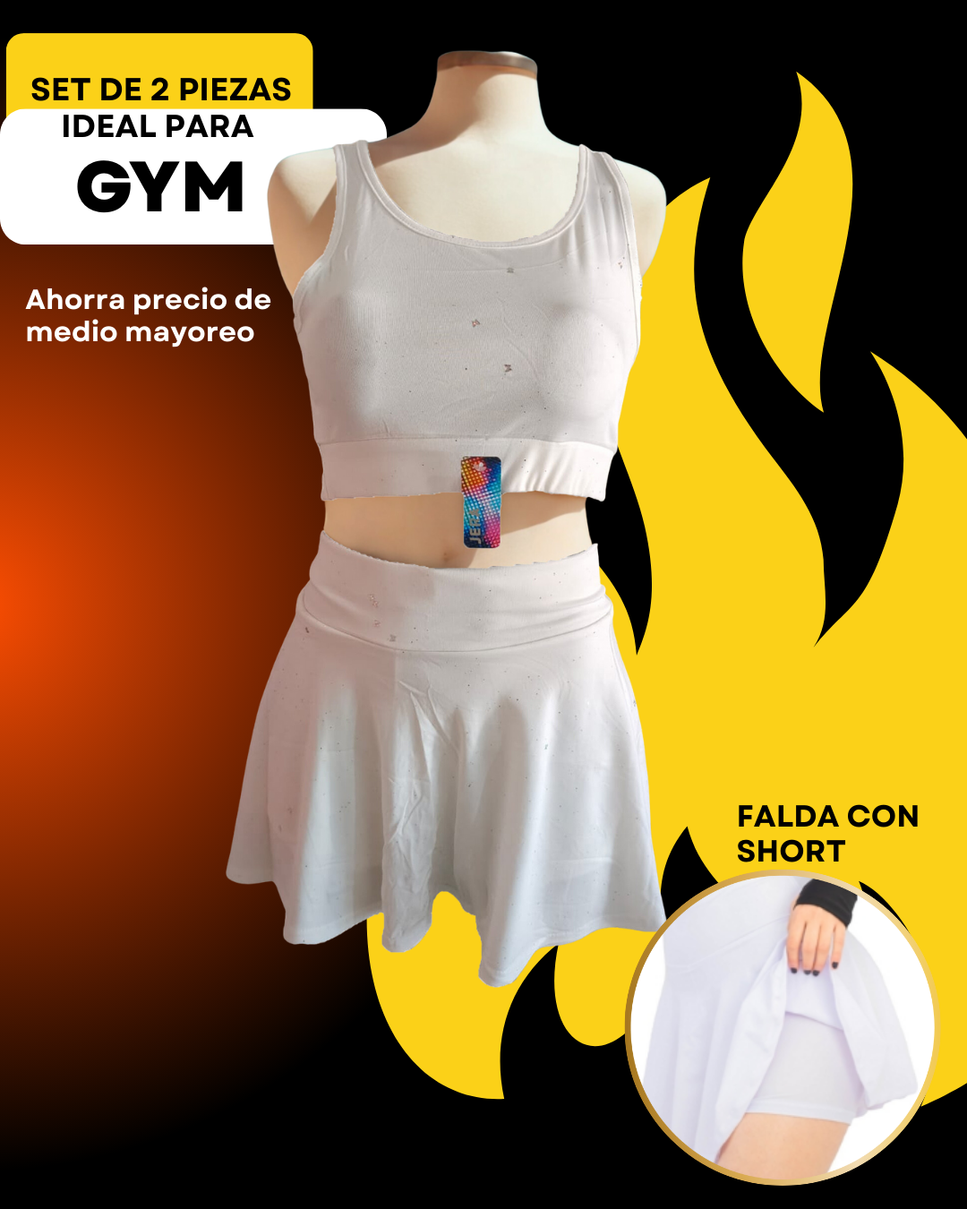 conjunto falda y top deportivo para dama