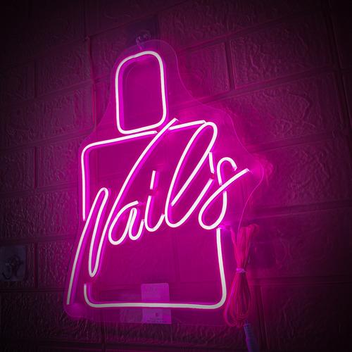 Letrero Led Neón Negocio Uñas Nails Luminoso Decorativo