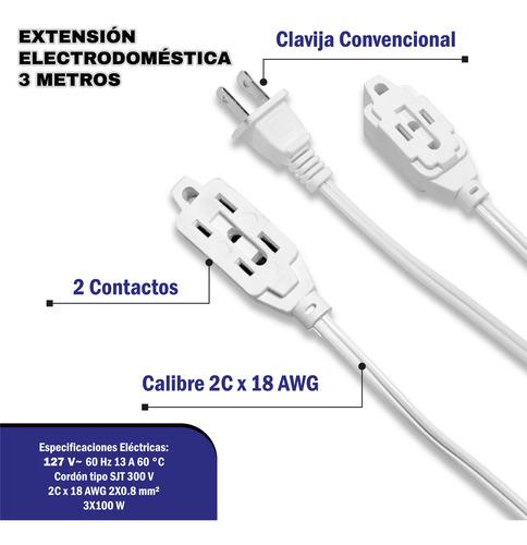 The Basic Tools Extensión Eléctrica Uso Doméstico 3 M Blanca 3 Tomas Resistente para Hogar y Oficina