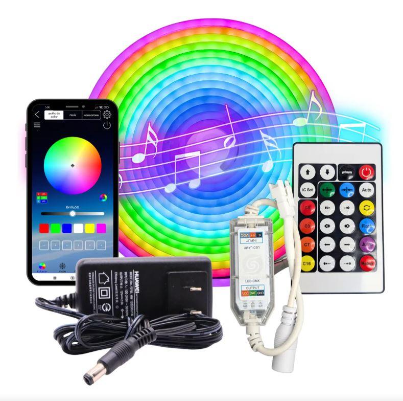 TIRA NEON PIXEL 5 METROS WIFI CONTROLA POR APLICACION O CONTROL REMOTO