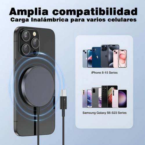 Cargador Magnetico Inalambrico 15w 1hora Tipo C Gar281 Color Negro
