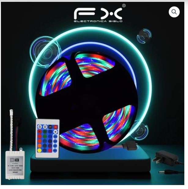 rollo tira led rgb de colores con control remoto 5metros