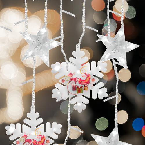 Cortina Serie Luz Blanca 100 Led Figura Copo De Nieve 3mts Color De Las Luces Blanco