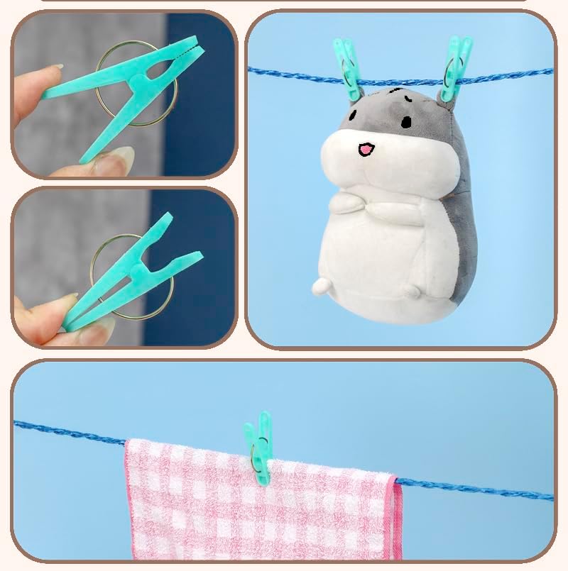 20 BROCHES PARA TENDER ROPA Bebeay Pinzas para Ropa Multifuncional, Pinzas para Tender La Ropa, con Bolsillo De Red para Secar La Ropa Diseño Antideslizante Dentado, Adecuado para Guardar Ropa, Calcetines, Toallas (100 Pack)