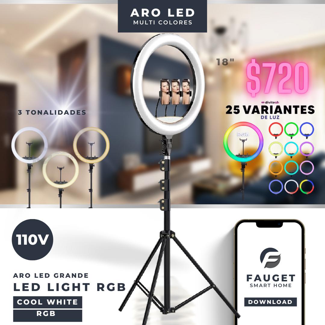 Aro de Luz Profesional, 18"/45cm diámetro RGB Colores Aro Regulable LED con 2.1m Tripie,Luz Fotografía Ring Light para Peluquería/Cámara Profesional/TikTok/Youtube