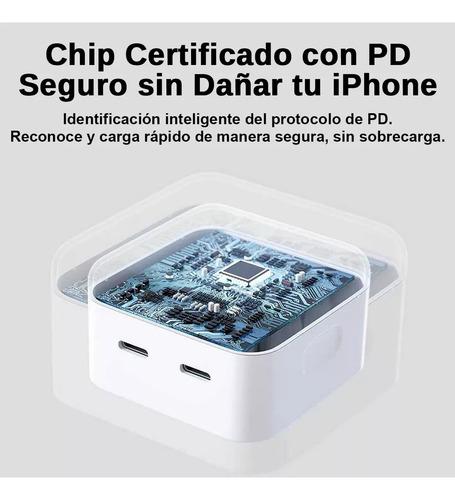 50w 2 combos Cargador Cable Para Iphone 15 Doble Puerto Carga Rápida Blanco