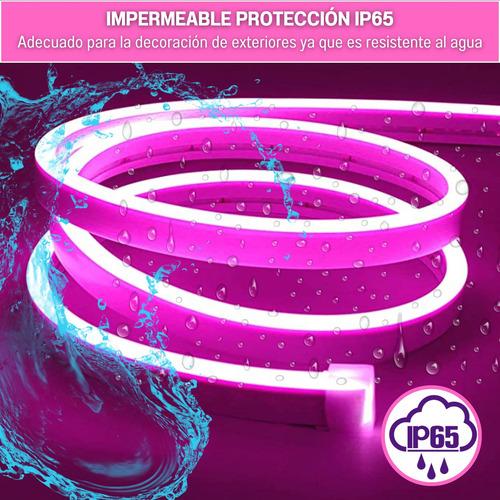 Tira Led Neón Flex Unicolor Decorativa 5 Metros Luz Rosa