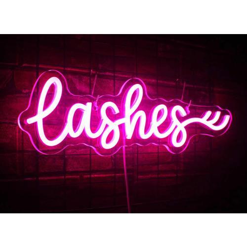 Letrero Led Neón Lashes Spa Nails Uñas Salón Boutique Mujer Rosa