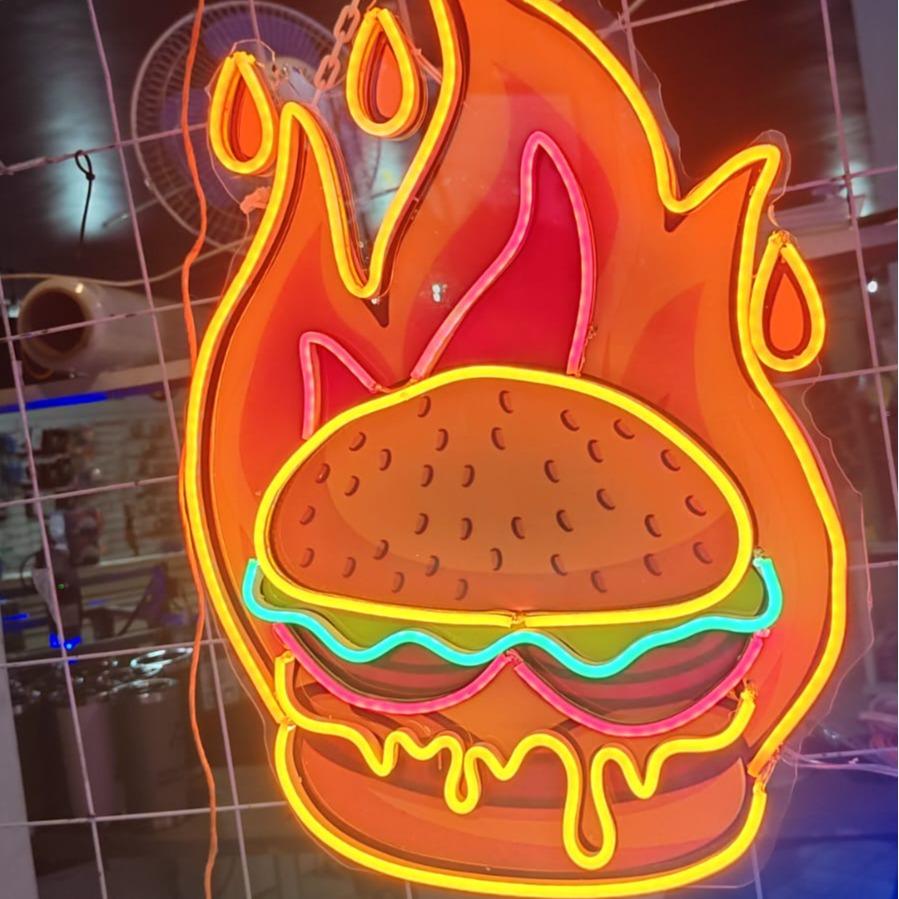 Letreros Led Neón Hamburguesa Negocio Comida