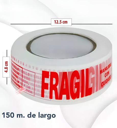 Cinta Adhesiva Empaque Fragil 150 Mts  - Rojo - Rayas