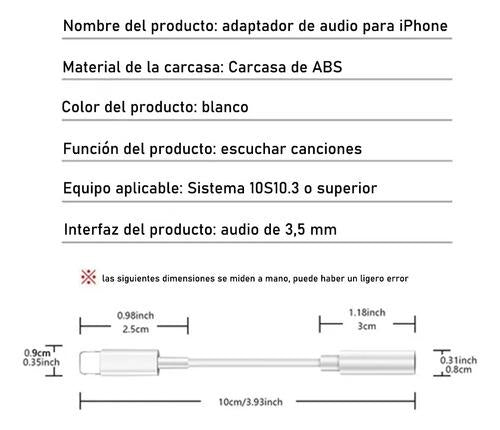 Adaptador Audifonos Jack 3.5mm Cable Para Ipho Blanco