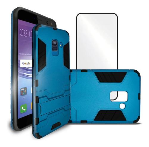 Funda Para Samsung Galaxy A6 2018 Iron Carcasa Con Mica Wm Azul