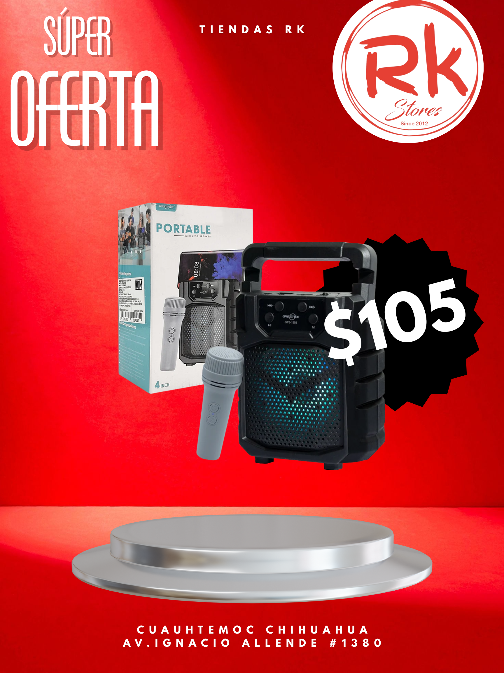 Bocina portátil Bluetooth de gts-2005