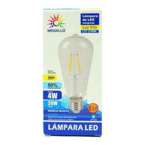 Foco Pera Vintage Led Luz Calida 4w  E27 Edison Transparente Blanco Cálido