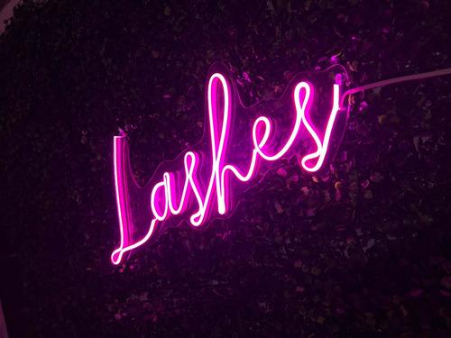 Letrero Led Neón Lashes Nails Spa Decoración Boutique Salón Rosa