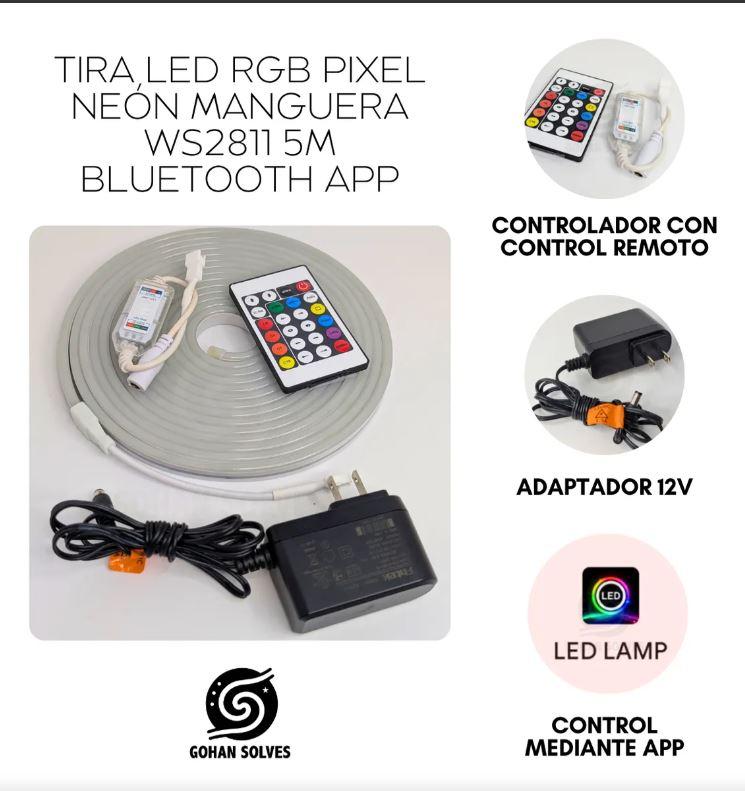 TIRA NEON PIXEL 5 METROS WIFI CONTROLA POR APLICACION O CONTROL REMOTO