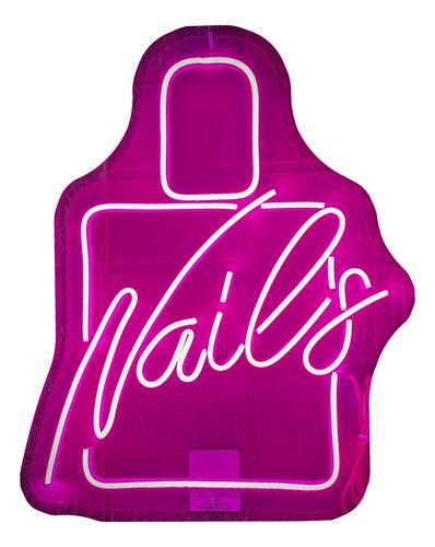 Letrero Led Neón Negocio Uñas Nails Luminoso Decorativo