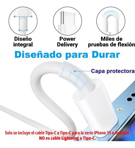 50w 2 combos Cargador Cable Para Iphone 15 Doble Puerto Carga Rápida Blanco