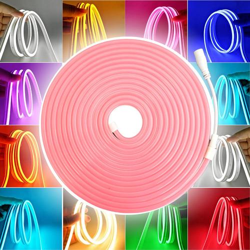 Tira Led Neón Flex Unicolor Decorativa 5 Metros Luz Rosa