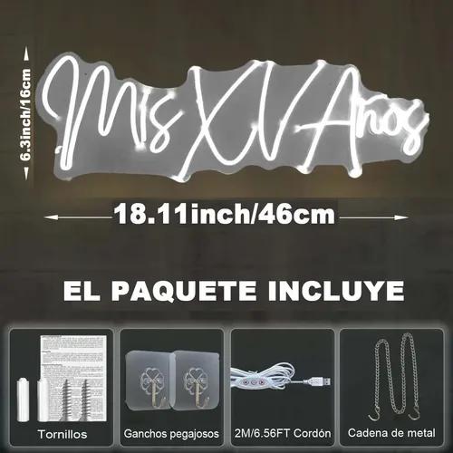 Letrero Led Neón Mis Xv Años Eventos Decoración [46x16cm]