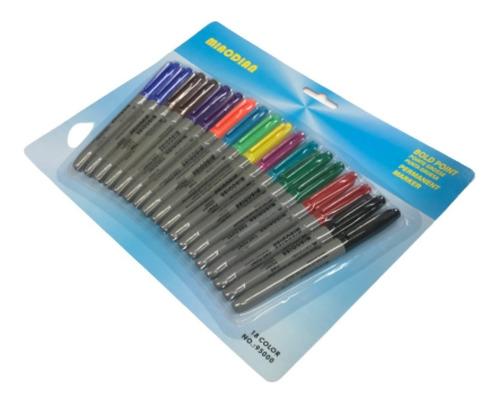 Set De 18 Marcador Plumon Permanente Tipo Sharpie Colores Brillantes