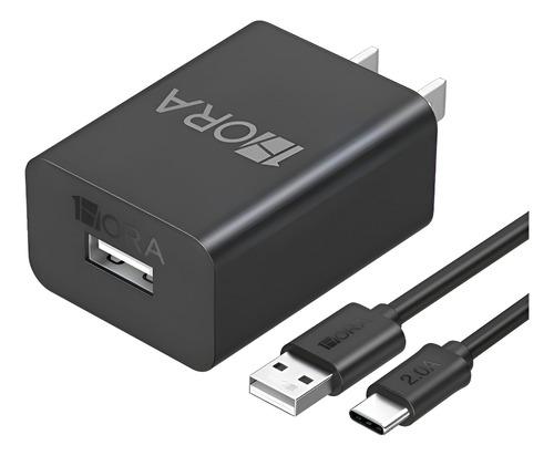 turbo Cargador USB Tipo C 10W Carga Cargadores con 1M Cable USB A Tipo C Negro Compatible con Samsung, Xiaomi, Huawei