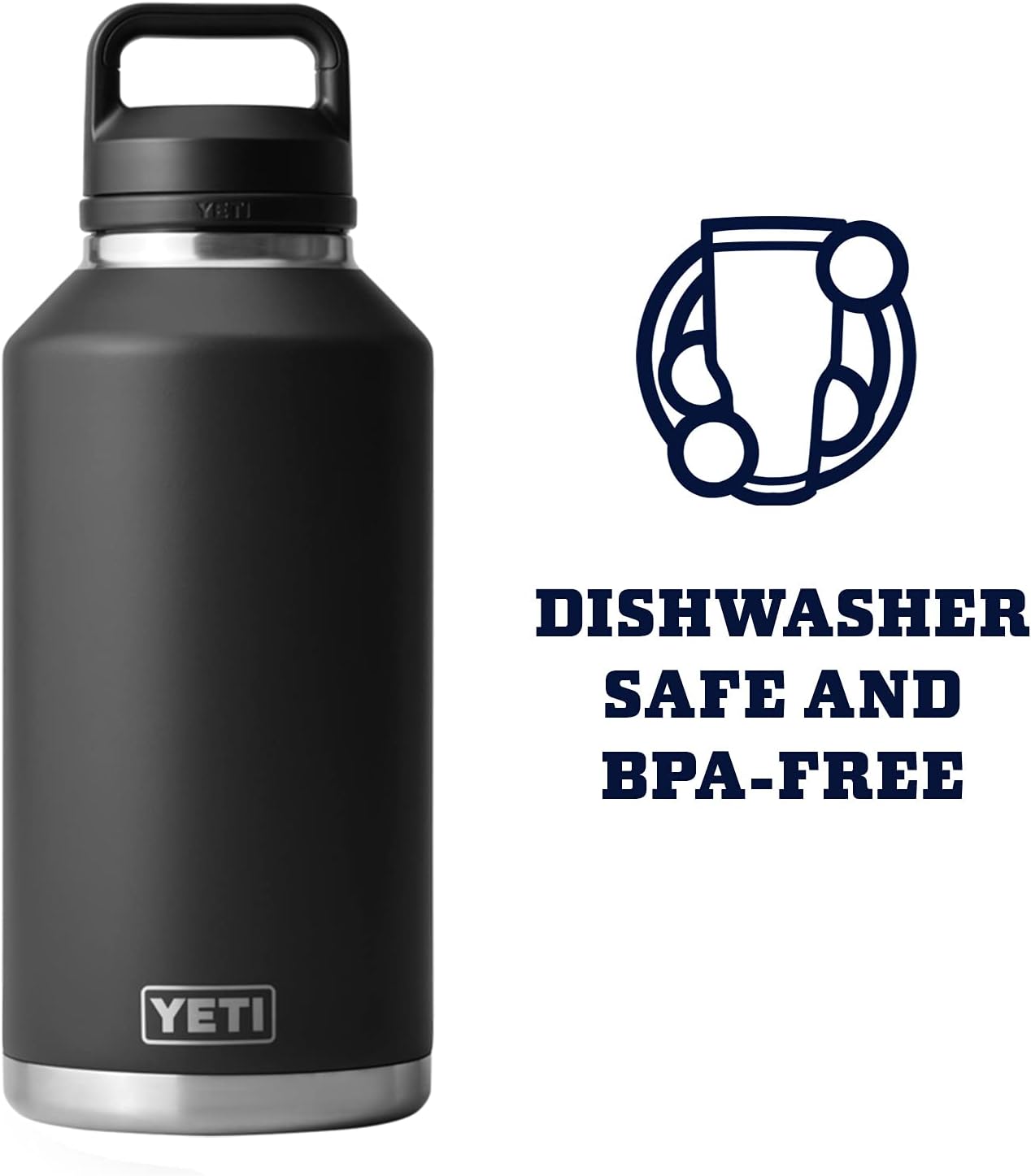 YETI Rambler - Botella de 64 onzas, aislada al aspiradora, a prueba de fugas, acero inoxidable con tapa chug, color negro
