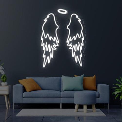 Letrero Luminoso Led Neón De Alas De Ángel, Blanco
