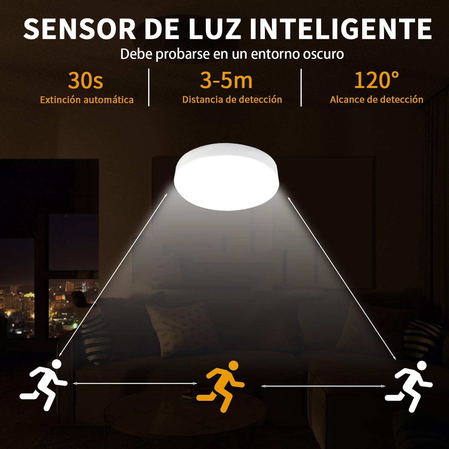 Luz Led con Sensor de Movimiento ,Luces Led para Cocina-Gabinete-Closet-Cuarto,Lamparas Recargables Led Portatiles,Inducción de 5 Metros,Luz Blanca
