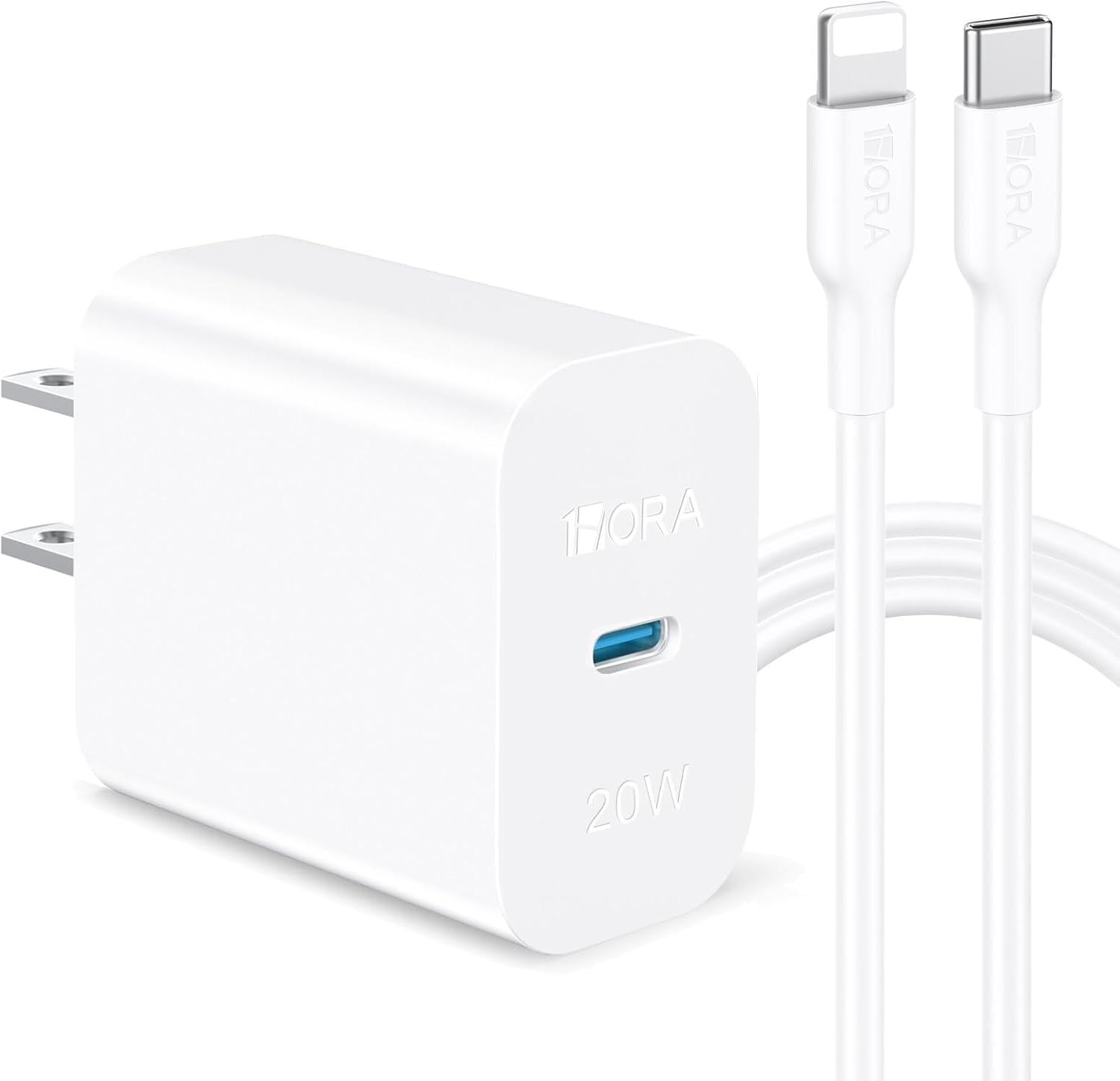 1 Hora Cargador Carga Rapida para IP 14, 20W Cargador Tipo C, con Cable USB C a Lightning 1M 3A, Compatible con IP 14 13/13 Pro MAX/12/11/X/XS, iPad Mini, iPad Air