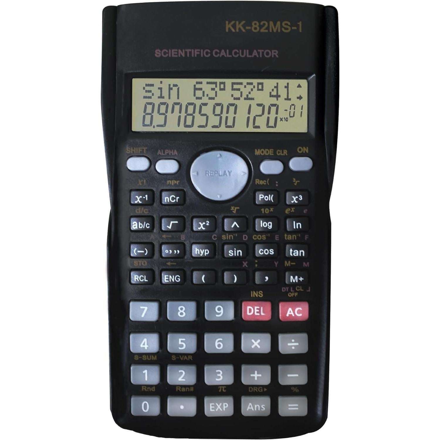 Calculadora Cientifica ECONOMICA 240 Funciones 10 +2 Digitos 2 Lineas en Pantalla LCD 82MS con Cubierta Protectora para Estudiantes Oficina Matemática Alumno Profesor (KK82MSD)