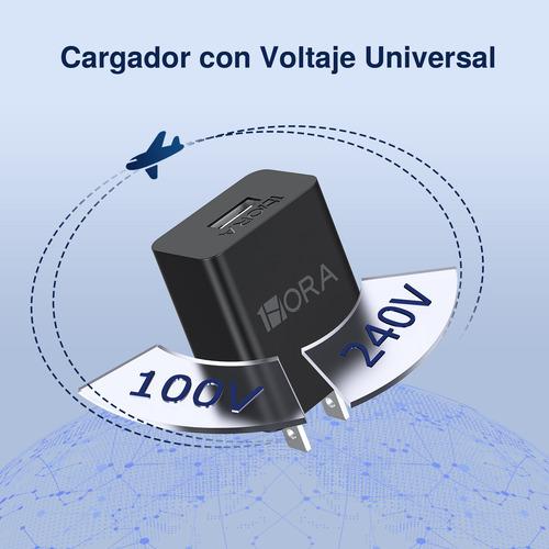 turbo Cargador USB Tipo C 10W Carga Cargadores con 1M Cable USB A Tipo C Negro Compatible con Samsung, Xiaomi, Huawei