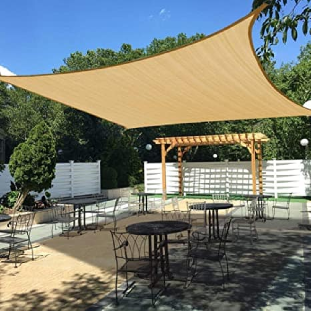 Ab Malla sombra  de jardín 95% resistente a los rayos UV 4*3m/6*4m, Amarillo,negra, malla de sombreo Raschel, malla de sombreo reforzada. ¡Cree su espacio exterior perfecto!