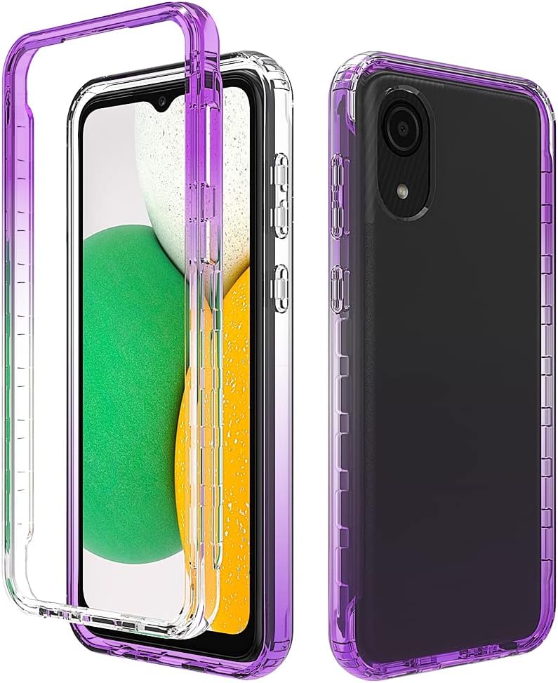 Compatible con Samsung Galaxy A03 Core funda para teléfono celular a prueba de golpes, doble capa, altamente transparente, color degradado (morado, para Samsung Galaxy A03 Core)