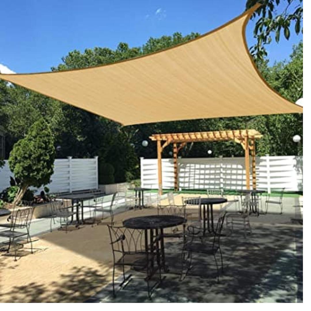 Ab Malla sombra  de jardín 95% resistente a los rayos UV 4*3m/6*4m, Amarillo,negra, malla de sombreo Raschel, malla de sombreo reforzada. ¡Cree su espacio exterior perfecto!