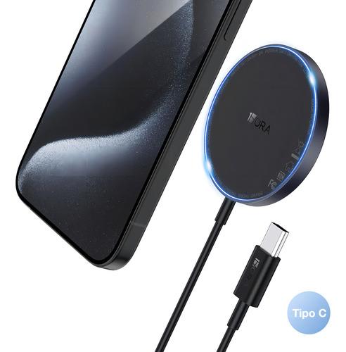 Cargador Magnetico Inalambrico 15w 1hora Tipo C Gar281 Color Negro