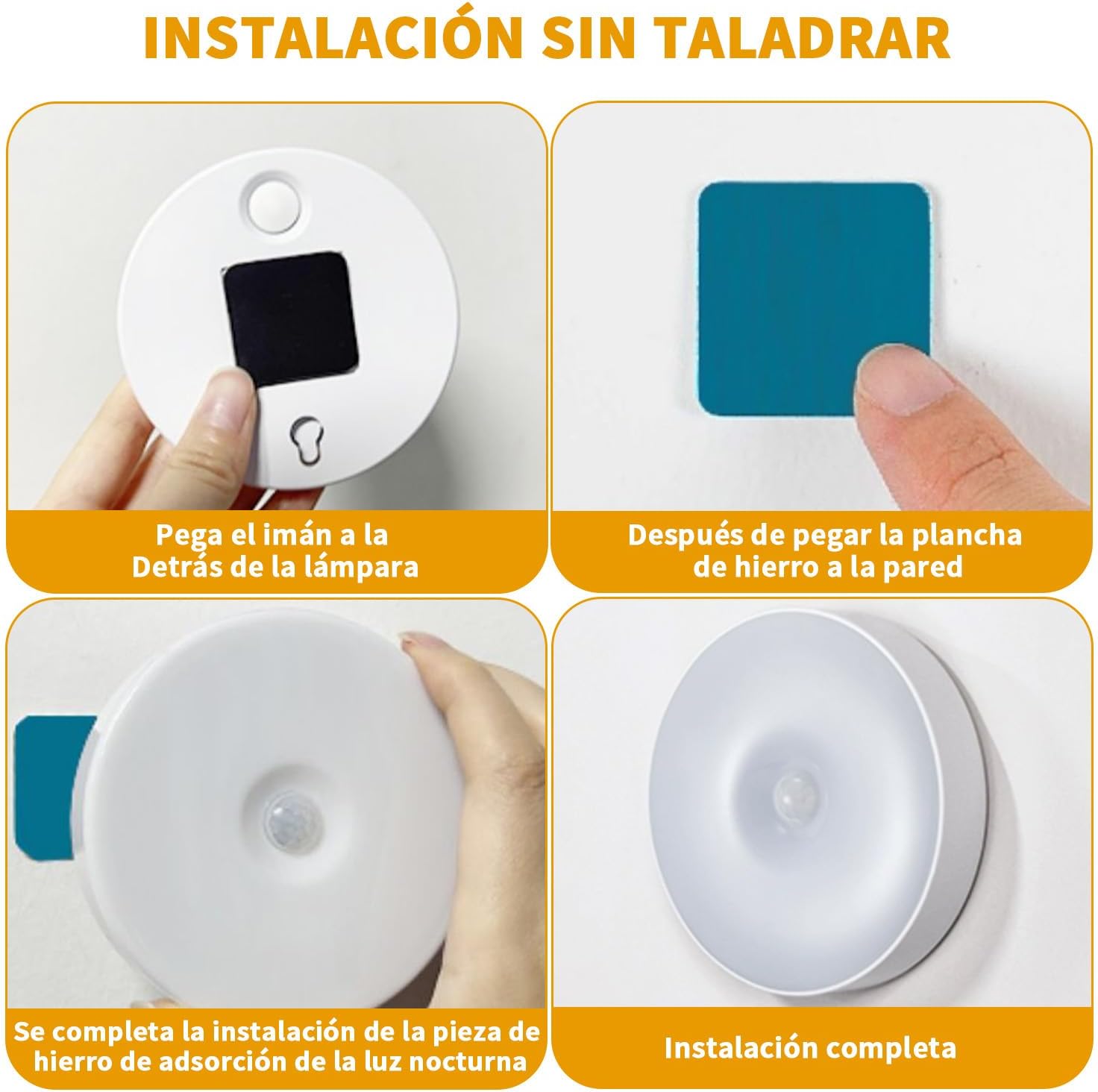 Luz Led con Sensor de Movimiento ,Luces Led para Cocina-Gabinete-Closet-Cuarto,Lamparas Recargables Led Portatiles,Inducción de 5 Metros,Luz Blanca