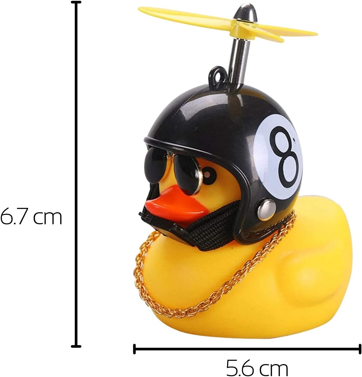 nuevo Patito con Casco para Bicicleta, Motocicleta, Coches y Más; Accesorio de Campana de Pato de Hule con Casco, Hélice, Cadena, Lentes, Luces y Sonido. Divertido, Innovador y Creativo, Accesorio para niños y Adultos, Patito Biker. (Bola 8)