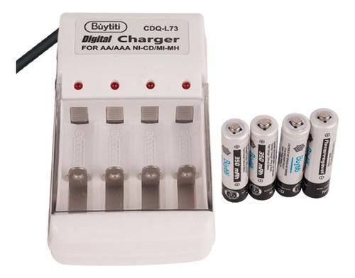 Cargador De Baterías Aa / Aaa Con 4 Pilas «aaa» De 350 Mah