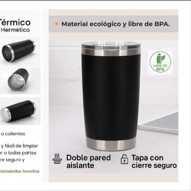 nuevo Termo Negro Tipo Yeti 20 Oz Acero Inoxidable Personalizable con Grabado Laser Ideal para Cualquier Ocasión