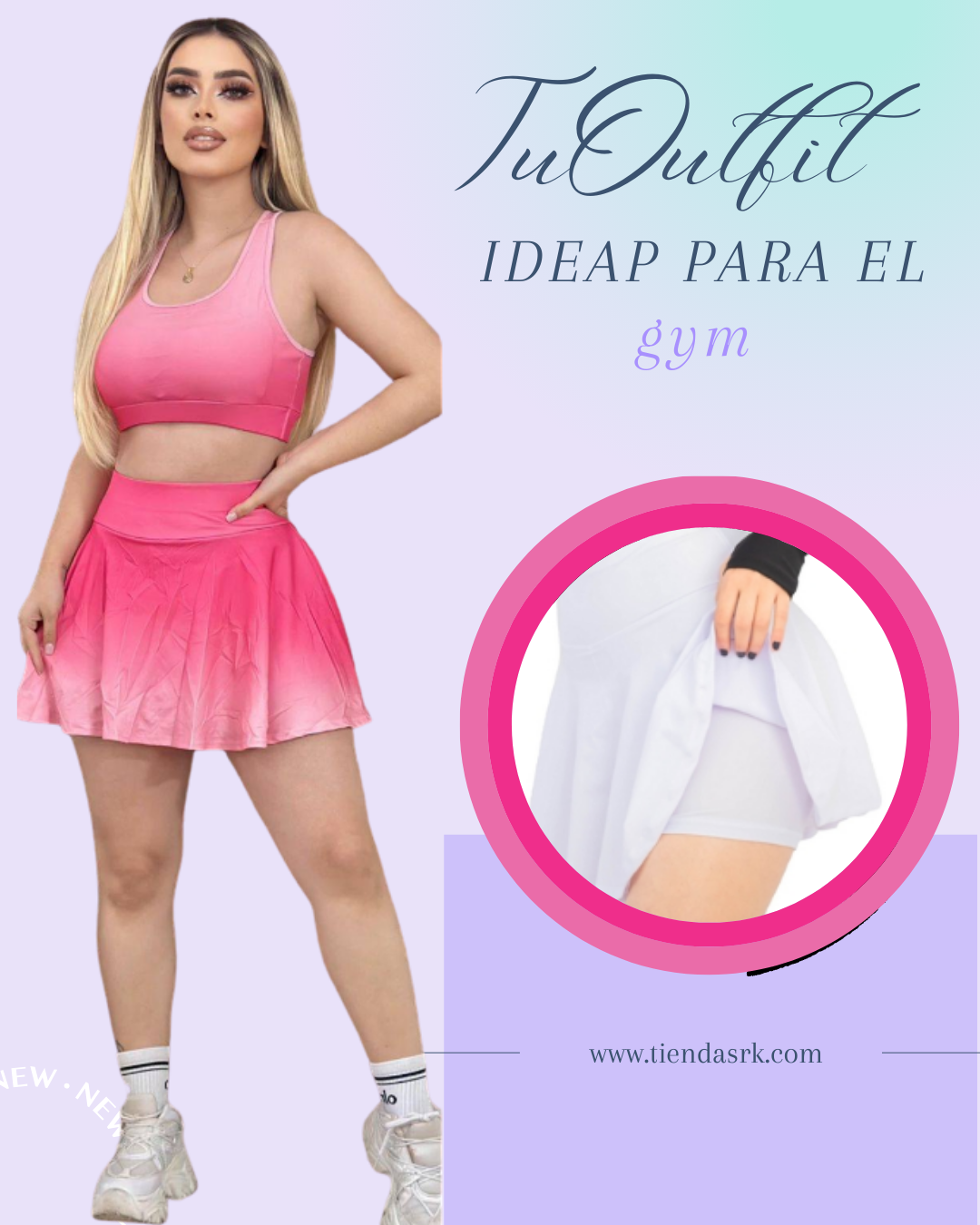 conjunto falda y top para gym dama unitalla